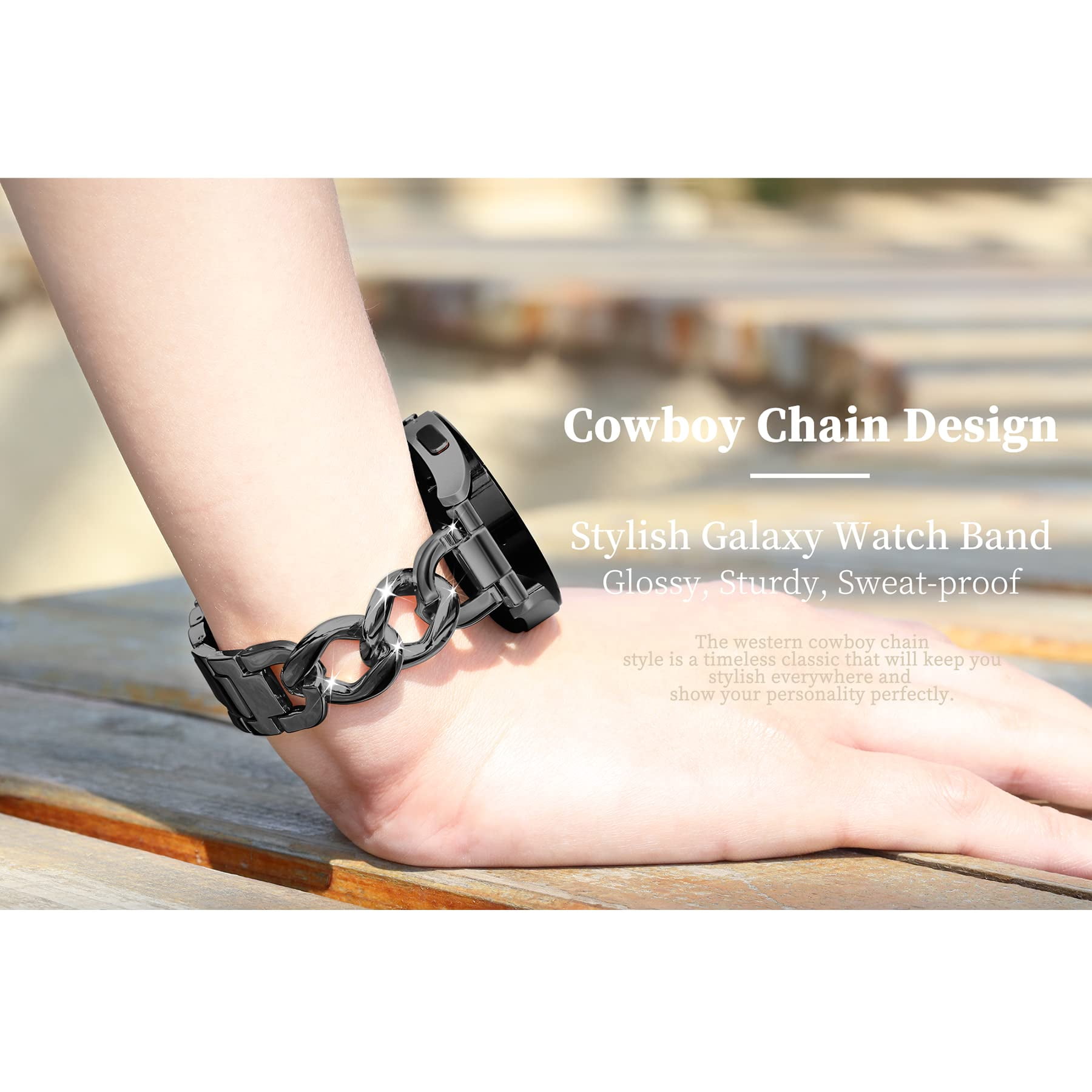 G ficu Samsung Watch 6 5 4 Bands Cowboy Chain 20mm Watch Band for Galaxy Watch 4 5 6 Band 40mm 44mm Women Metal Band for Watch 6 Classic 43