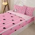 thumbnail image 3 of Manfei Kawaii Kitten Zipper Twin Comforter Sets with Fitted Sheet and 2 Pillowcases, Sweet Love Heart Doodle Zipper Bedding Set, Pink, Pink Reversible, 4-Piece, 3 of 7