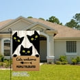 thumbnail image 2 of AMHNF Cats Welcome People Tolerated Linen Garden Flag for Halloween Home Outdoor Garden Yard Decor 12x18 inch, 2 of 5