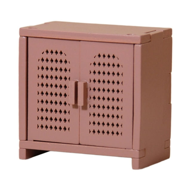 Siruishop Armoire de Rangement Mini pour Maison de Poupée 1:12 Accessoire Photo pour Chambre Cuisine Rose