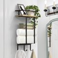 thumbnail image 1 of Towel Racks for Bathroom Wall Mounted Towel Holder Wall Mounted with Wooden Floating Shelf & Metal Hooks Rolled Towel and Hand Towel Rack for Bathroom + Wood, 1 of 7