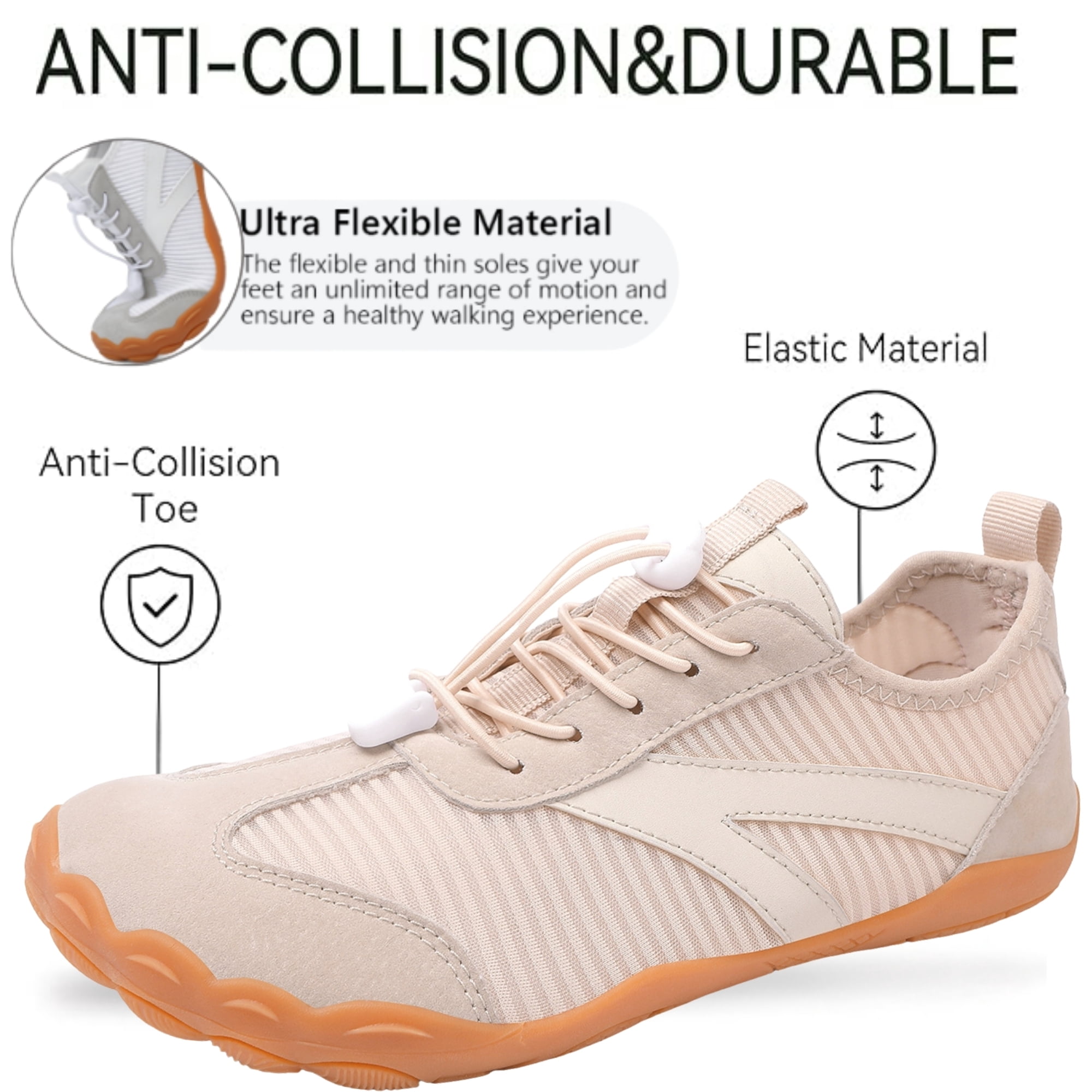 BERANMEY Barefoot Water Shoes for Women Mens Wide Toe Box Quick-Dry Breathable Mesh Zero Drop Trail Running Hiking Walking Shoes for Outdoor
