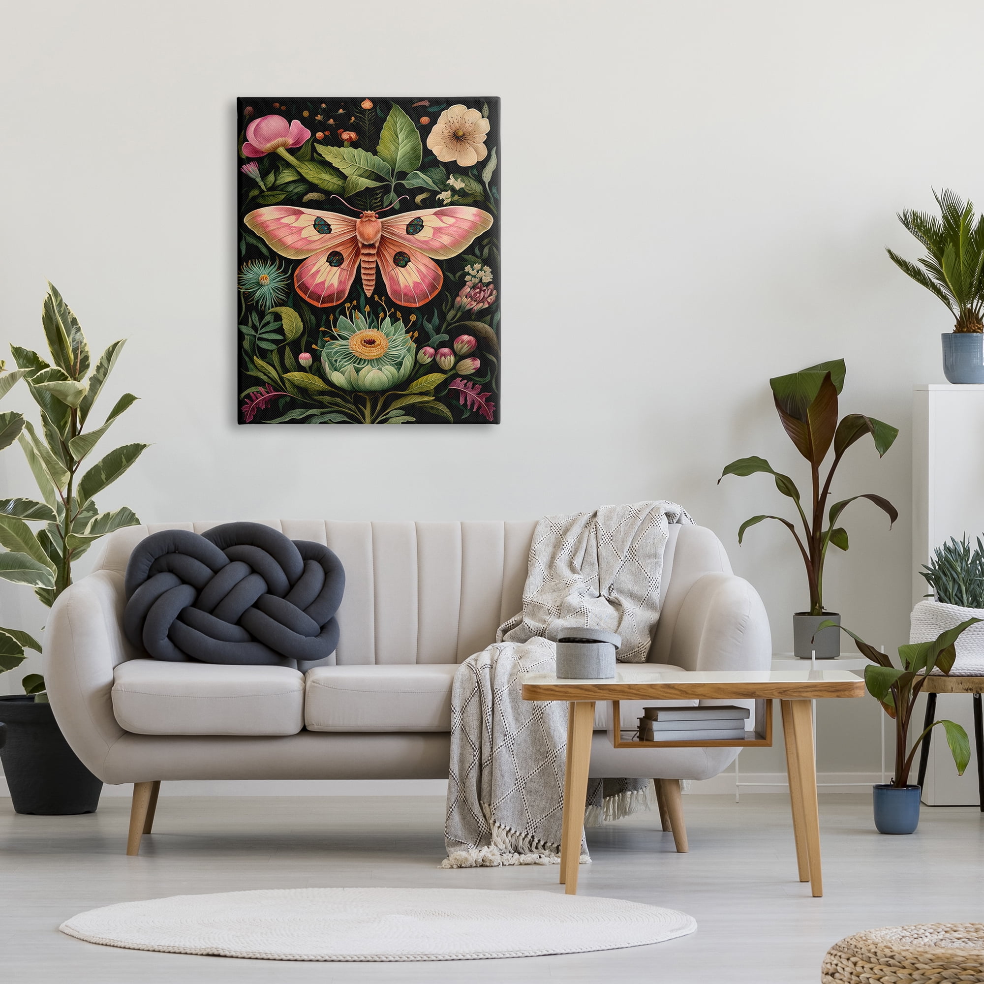 Stupell Industries Vintage Botanical Moth Animals & Insects Painting Gallery Wrapped Canvas Art Print Wall Art, 30 x 40