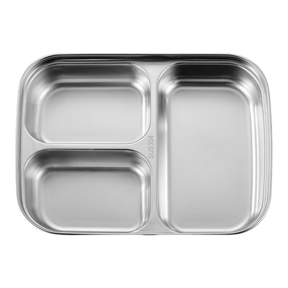 Large Multi Compartment 304 Stainless Steel Dinner Tray for Home and Outdoor Use, Easy to Use and Corrosions Resistant