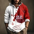 thumbnail image 2 of VBARHMQRT Beach Shirts for Men Male Printed Theme Casual Round Neck Button Bloodstain Pattern Plus Size Shirt Print Solid Color Hoodie Sweatshirt Brick Red, 2 of 5