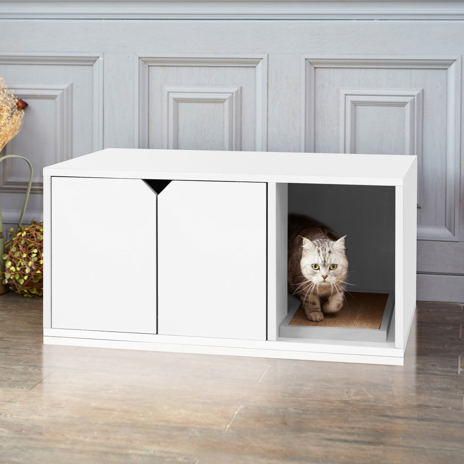 Way Basics EcoFriendly Enclosed Cat Litter Box, White