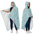 thumbnail image 2 of Wearable Blanket,Mermaid Sea Creature Pattern Hooded Wearable Flannel Blanket for Adults & Teens with Buckle,Winter Poncho Shawl Wrap Cape,50"x60", 2 of 5