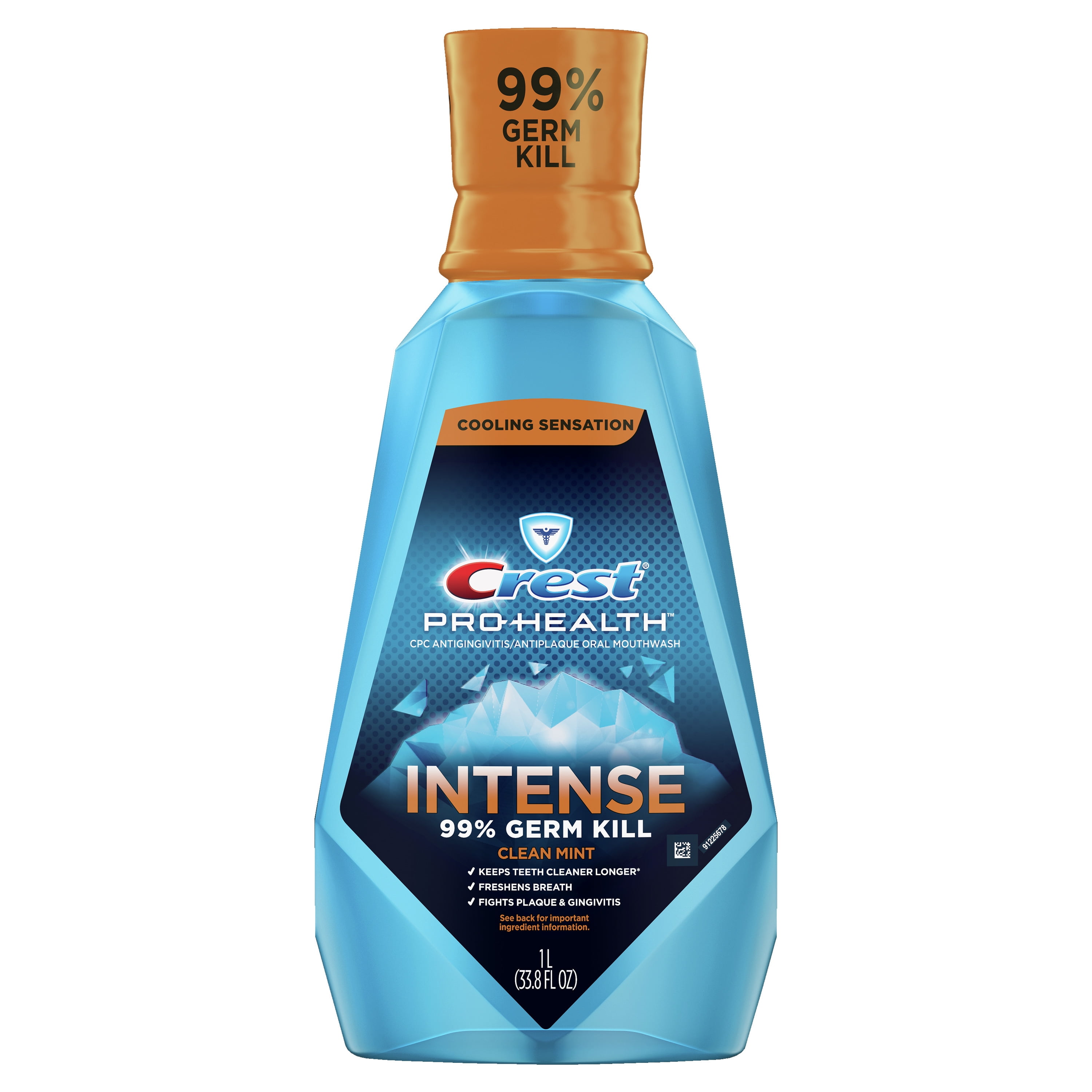 Crest Pro Health Intense Mouthwash, Clean Mint, 1 L (33.8 fl oz)