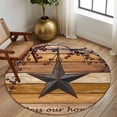 thumbnail image 3 of Yellow Brown Texas Star Round Rugs 7ft, Retro Country Star Farmhouse Wooden Non Slip Washable Rug Runner, Low Pile Indoor Floor Carpet Mat Bathroom Rugs for Living Room, Bedroom, Kids Room, 3 of 9