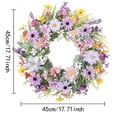 thumbnail image 3 of PpgejGEK 17.7x17.7in Spring Daisy Wreath with Artificial Green Leaves and Flowers for Front Door Wall Garden Decor, 3 of 6