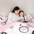 thumbnail image 4 of Manfei Paris Eiffel Tower Twin Bedding Sets 7-Piece,Pink Butterflies Flower Bedding Comforter Set 7-Piece,Romance Valentine'S Day Sheet Sets,Microfiber Room Decor Reversible, 4 of 7