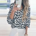 thumbnail image 2 of Birdeem T-Shirt à Manches Longues Lanterne à Imprimé Léopard à Col en V pour Femmes, Blouse Décontractée Populaire, 2 of 4