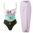thumbnail image 1 of Traje de baño de 2 piezas para mujer, trajes de baño para mujer, bikinis sin espalda con tirantes ajustables y hebilla metálica de bloques de color para mujer, traje de baño de nailon para mujer, 1 of 5