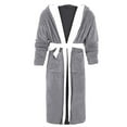 Noilla Mens Bath Robes Long Sleeve Wrap Robe Solid Color Dressing Gown