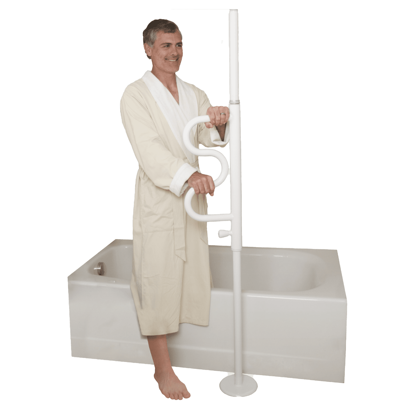 Stander Security Pole And Curve Grab Bar Elderly Tension Mounted