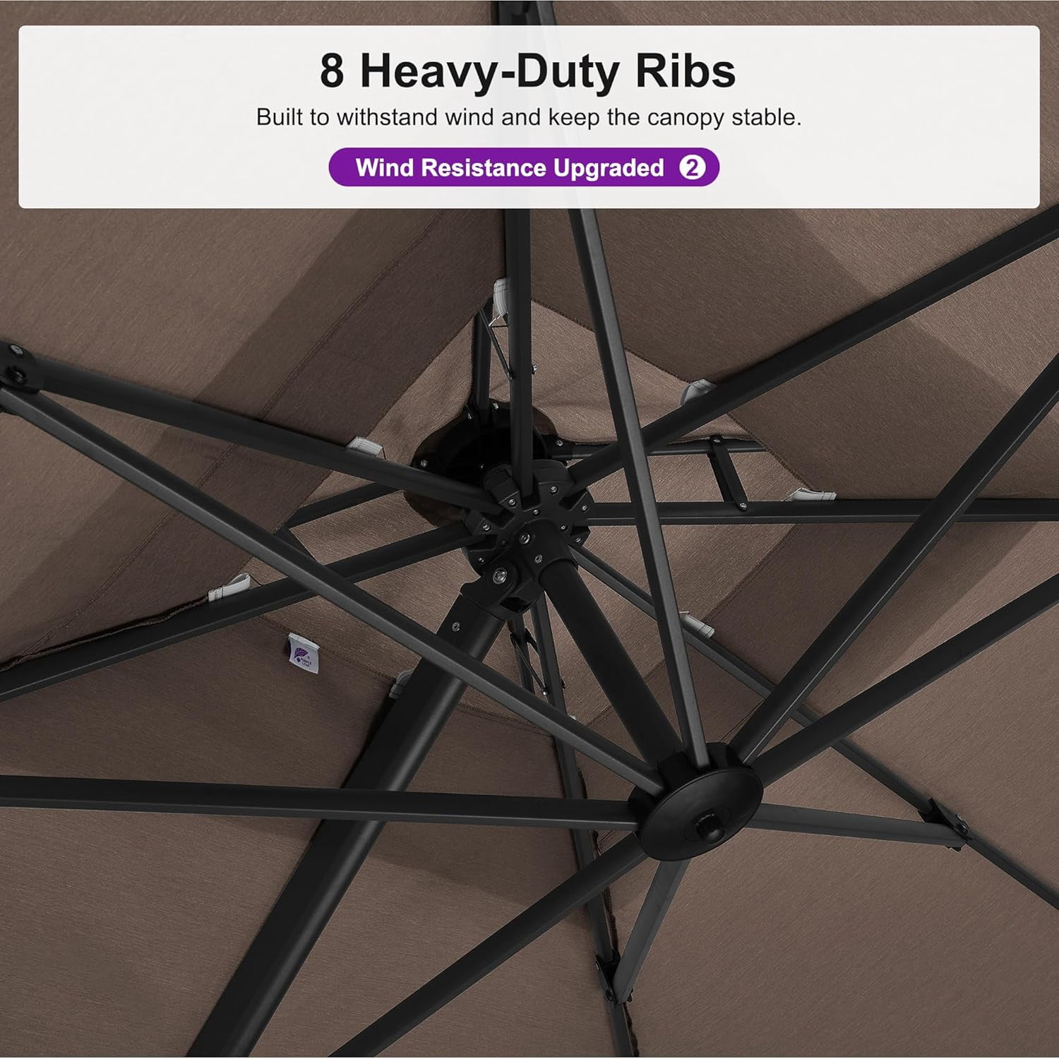 PURPLE LEAF Outdoor Cantilever Umbrella 9' X 12' Rectangle Umbrella Large Patio Umbrella Windproof Heavy Duty Hanging Offset Umbrella for Garden Outdoor Pool, Ash Mocha