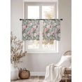 thumbnail image 3 of Vintage Spring Floral Sheer Curtains 45 Inch Length 2 Panels Set, Botanical Summer Pink Green Voile Window Treatment Rod Pocket Small Kitchen Curtains Drapes for Bedroom 52"x45"x2, 3 of 7