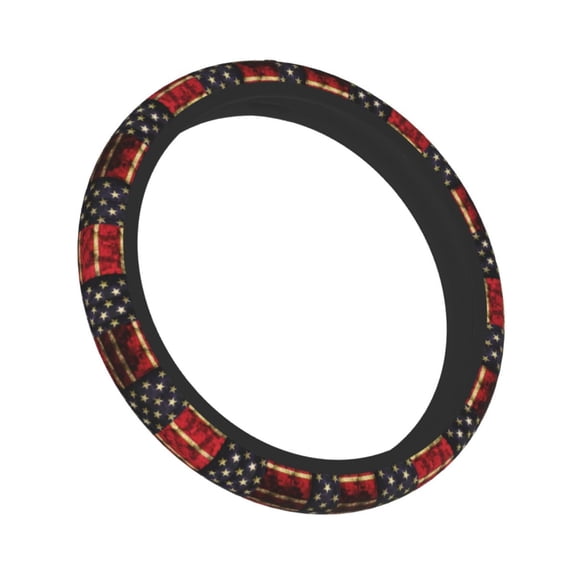 Universal 15 Inch Us Flag Elastic Stretch Neoprene Steering Wheel Cover For Car Truck Suv