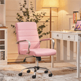 thumbnail image 2 of Alden Design Mid-Back Swivel PU Leather Office Chair for Home Office, Pink, 2 of 10