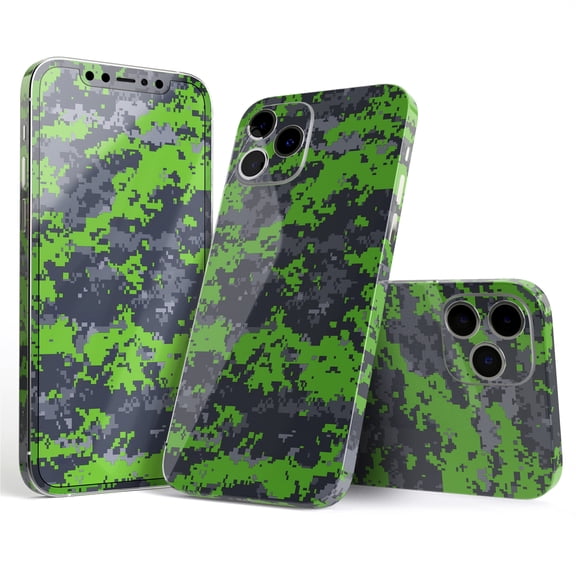 DesignSkinz Lime Green and Gray Digital Camouflage Full-Body Skin Decal Wrap Cover for iPhone 16