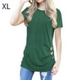 thumbnail image 3 of Electronicheart Femmes Boutons Col Rond Manches Courtes Chemise Vert XL, 3 of 4