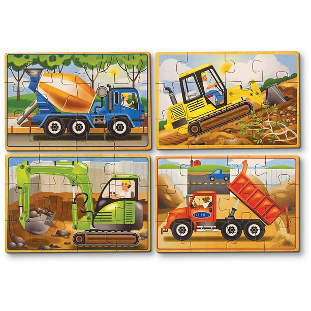 Melissa & Doug Construction Vehicles 4in1 Wooden Jigsaw Puzzles (48