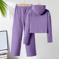 thumbnail image 6 of mgoYE Girl Clothes Solid Color Fall Winter 2 Piece Outfit for Girls Long Sleeve Hoodie Top Ribbed Pant Set, 6 of 9