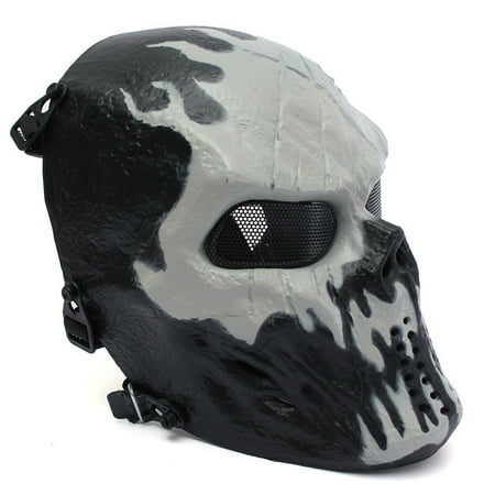 Elfeland Tactical Gear Airsoft Mask Overhead Skull Skeleton Safety Guard Face Protection Outdoor Paintball Hunting Cs War Game Combat Protect for Party Movie Props Sports (Best Full Face Mask For Airsoft)