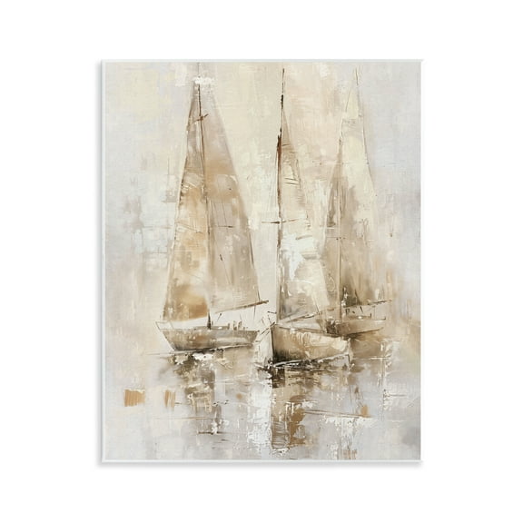 Stupell Industries Neutral Sailing on Sea Nautical & Beach Painting Unframed Art Print Wall Art, 11 x 14