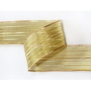 Ribbon Bazaar Wired Pinstriped Sheer Metallic 5/8 inch Gold 25 yards Ribbon
