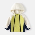 thumbnail image 2 of Gubotare Waterproof Toddler Rain Jacket Boys Color Block Lightweight Zip-Up Hooded Windbreaker Jacket Patchwork 2-10 Years (Green,2-3 Years), 2 of 9
