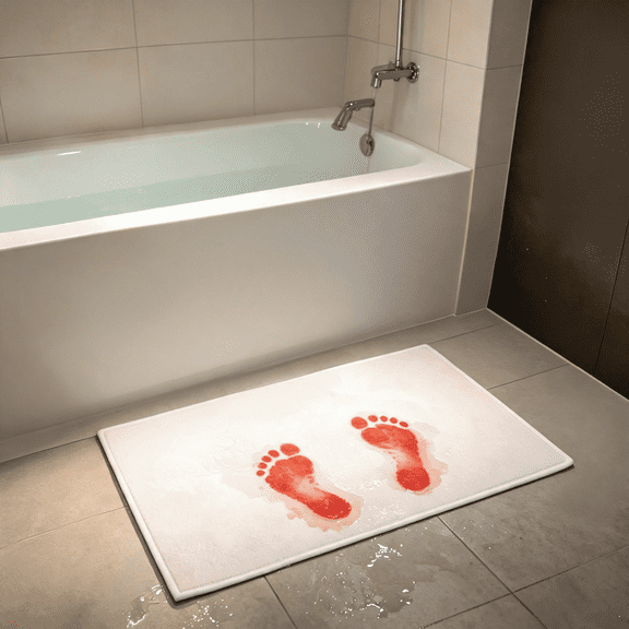 PSVFUJZ Halloween Bath Mat, Changing Bloodstain Floor Mat, Turns Red When Wet, 27.5x15.7 Inch Scary Footprint Handprint Bathroom Floor Rugs for Party Prank Halloween Home Decor