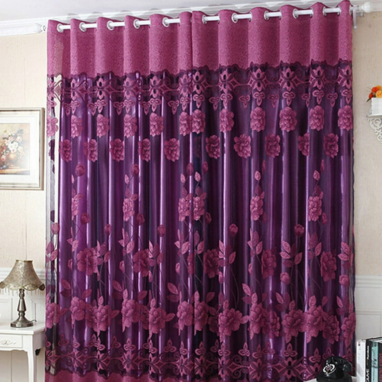 FUTATA Luxury Embroidered Sheer Curtain Floral Tulle Window Curtain For Living  Room Bedroom 39.4×98.5inch Drape Window Dressing Sheer 