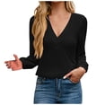 thumbnail image 2 of CaiJunJia Long Sleeve Tops,Women's Tops Fashion V Neck Long Sleeve Shirts Blouse Knitted Casual Pullover Fall Clothes, 2 of 6