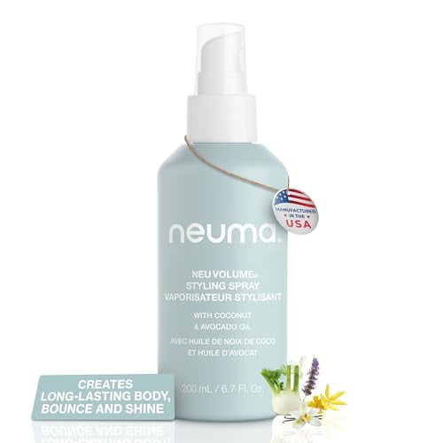 NEUMA Neu Volume Styling Hair Spray 6.7 Fl. Oz. Heat Protectant Volumizing Spray with Fennel, Ylang Ylang, Patchouli, and Vanilla Scent, Hair Volumizer for Fine Hair