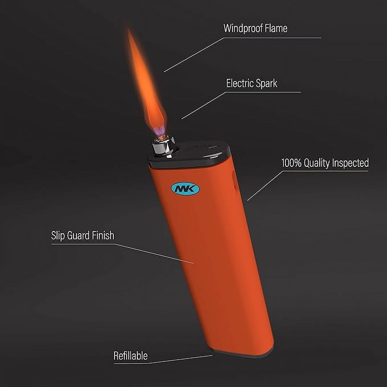 MK replaceable butane fuel lighter, with windproof design, suitable for candles, camping and outdoor use (50 PCS)