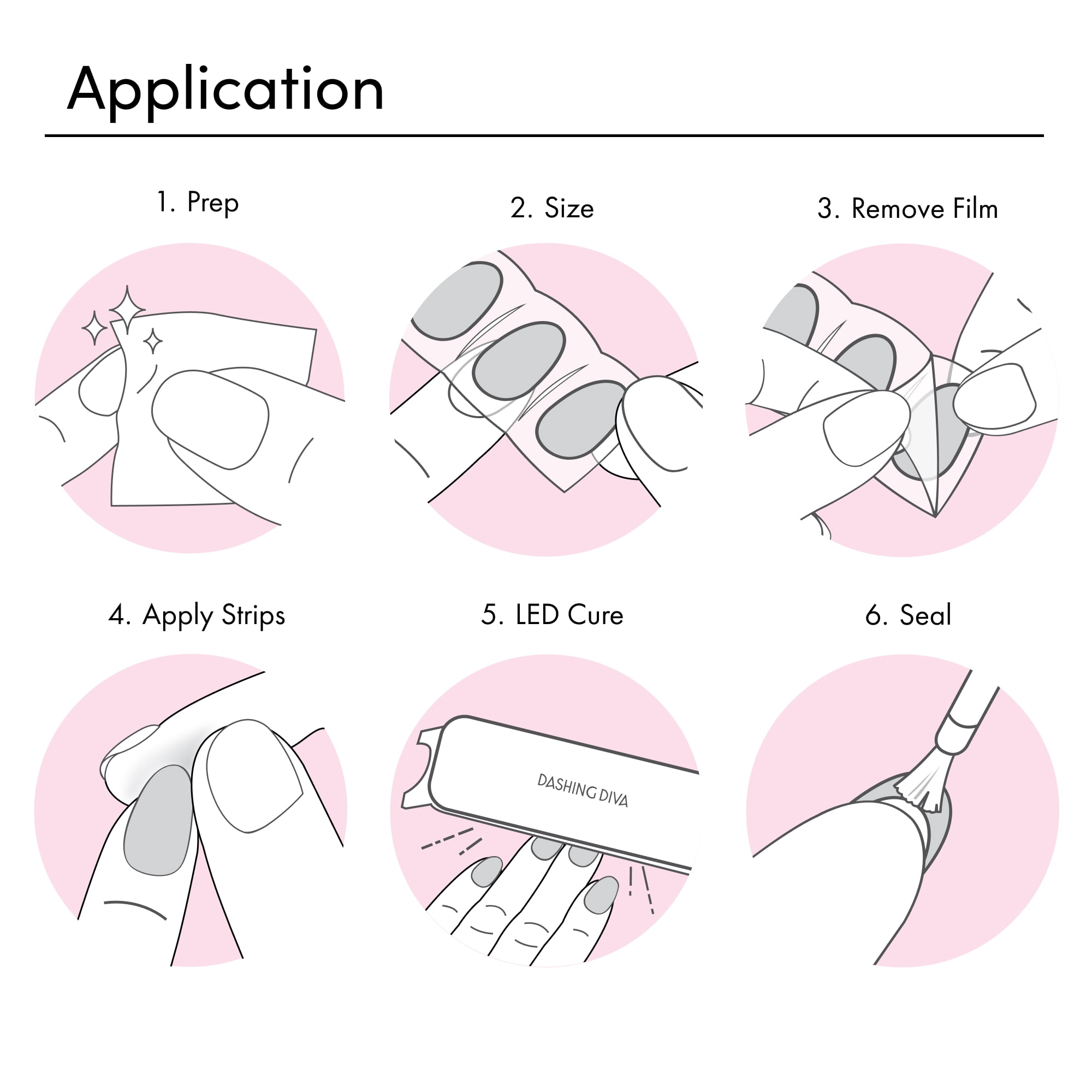 Dashing Diva GLAZE EXTENSIONS Starter Kit in Power, Short Round, Semi-Cured Gel Nail Lengthening Strips, Includes 30 Gel Strips and LED Lamp