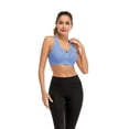 thumbnail image 1 of Sports Bras Zipper in Front Workout Bra Low Impact High Support Zip Running Bra Yoga Workout Top, Light Blue, L, 1 of 8