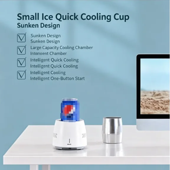 Electric Rapid Cooling Cup, Instant Beverage Chiller with Dual Modes, One-Touch Operation, Large Capacity Desktop Mini Fridge for Office Home Car Beer Soda Wine