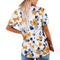 thumbnail image 4 of Zwiiyzr Women Short Sleeve Print Tops Loose Pleated Fake Two Piece Layered Blouse Shirt Hide Belly Tunic Tops E-Multicolor (L), 4 of 5