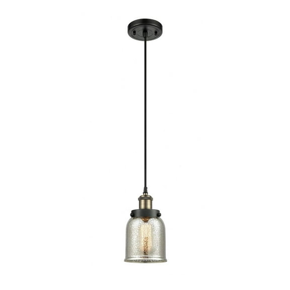 916-1P-BAB-G58-Innovations Lighting-Bell - 1 Light Cord Hung Mini Pendant In Industrial Style-10 Inches Tall and 5 Inches Wide-Black Antique Brass