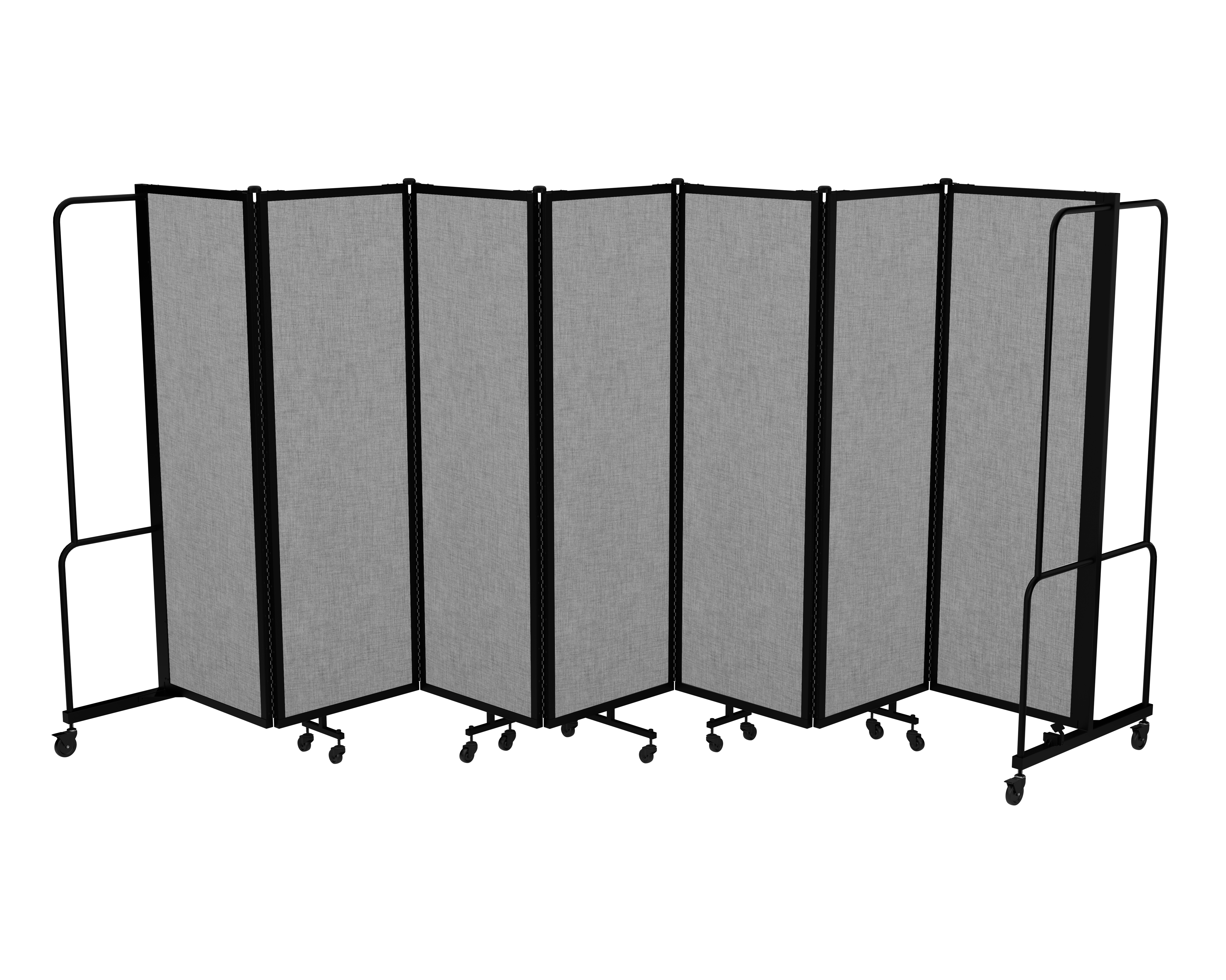 Hampden Furnishings Otis Collection Portable Room Divider, 7 Grey Panels, Black Frame