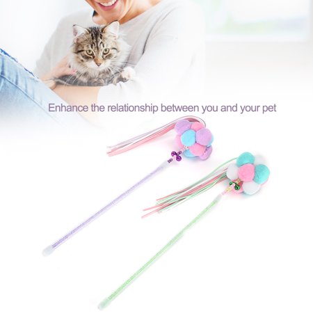 Spptty Chat Teaser Jouet 2 Pieces En Plastique Animal Chat Gland Drole Teaser Dangler Tige Baton Avec Cloche Balle En Peluche Jouet D Entrainement Interactif Walmart Canada