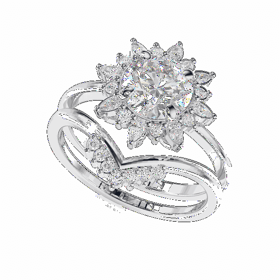 2.40 TCW Lab Grown Diamond Round Cut Bridal Set Engagement Ring 10K White Gold