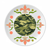 Camouflage Line Art Grain Illustration Pattern Flower Ceramics Plate Tableware Dinner Dish