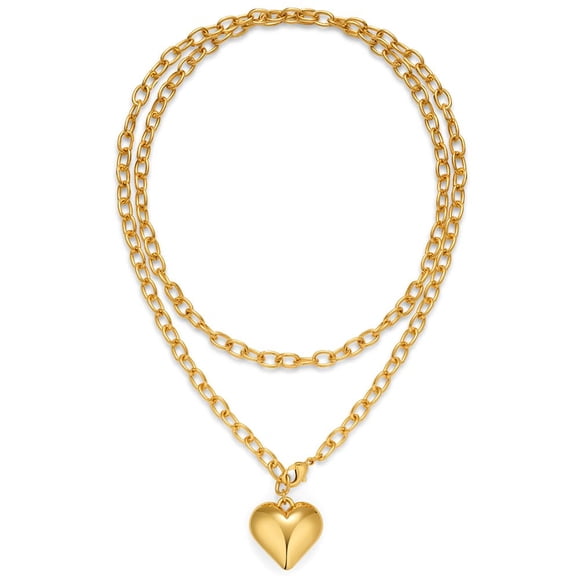 Collar FAUTHENTICUTE en forma de corazón dorado de 36 pulgadas para mujer