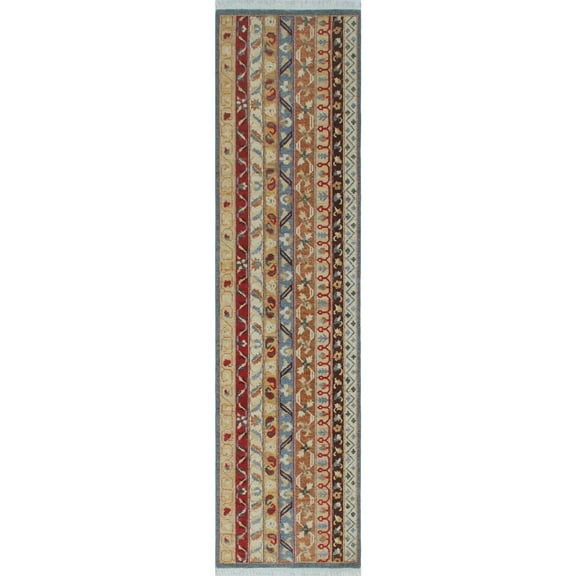 Khurgeen Flair Grey/Gold Rug, 2'6" x 9'5"