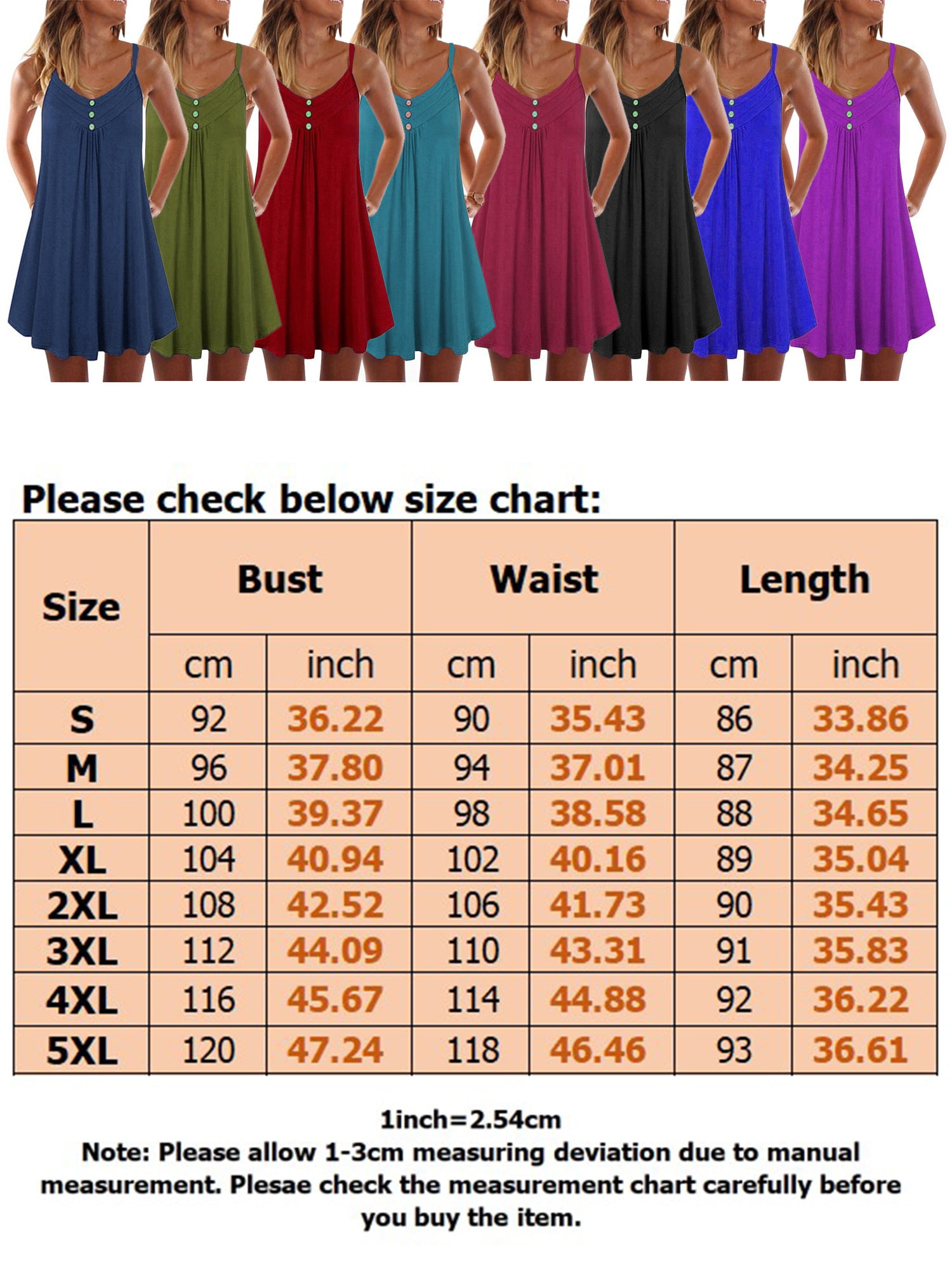 Sleeveless Beach Dress for Plus Size Women Casual Loose Buttons Swing ...