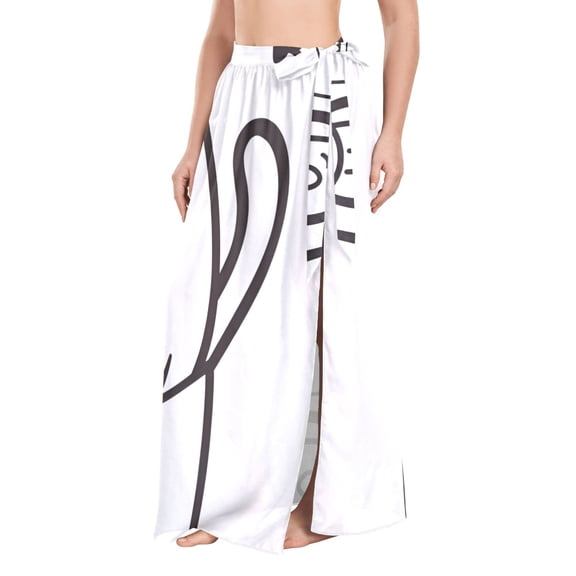 FORMRS Womens Beach Sarong Semi-Sheer Bikini Wrap Skirt Swimsuit Cover-ups, White Chubby Cat