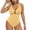 01 Yellow, variant on Fewfanhot Tummy Control Swimsuits for Women Swimsuits Ruched Slimming One Piece Bathing Suit Deep V Neck Swimsuit